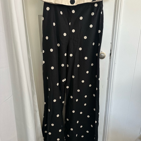 Sezane Strapless Polka Dot Jumpsuit in Cream and Black - Picture 3 of 4